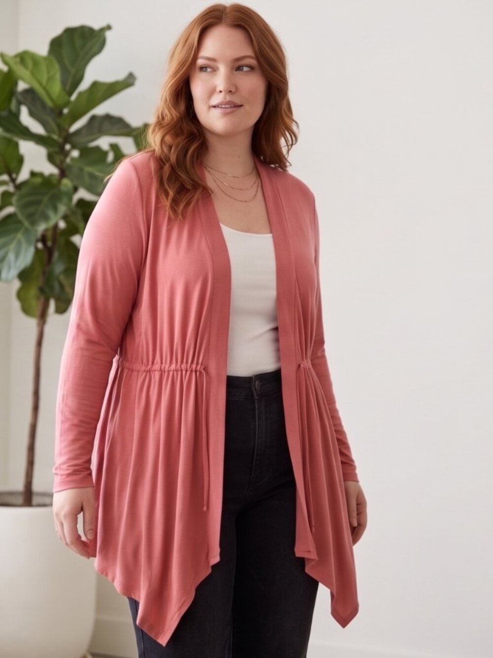 Torrid Super Soft Open Waterfall Cardigan Rose Pink Plus Size 3X Spring Layer